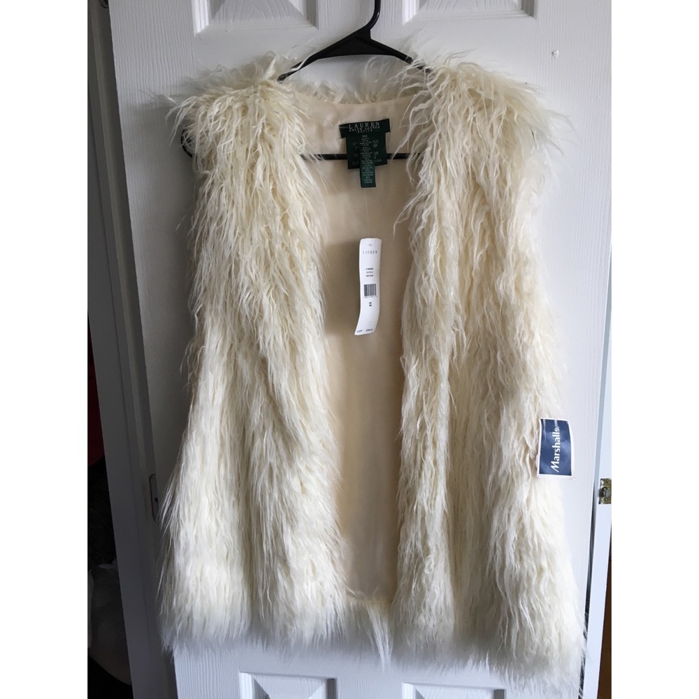 Ralph Lauren Petite Faux Fur Shaggy Vest